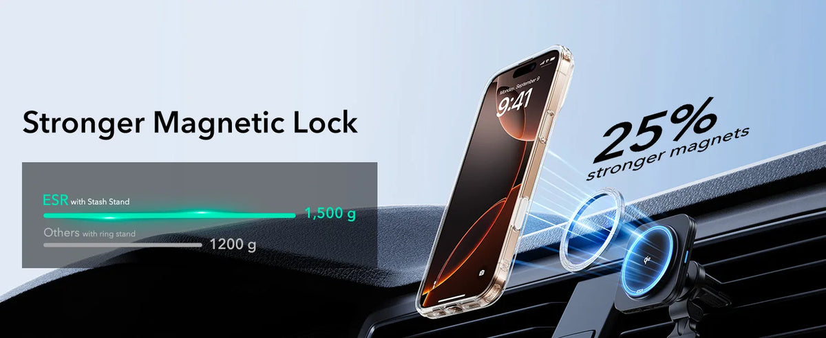 ESR Magnetic iPhone Case with Adjustable Stash Stand