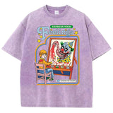 Unisex Washed Vintage Clown Graphic Cotton T-Shirt