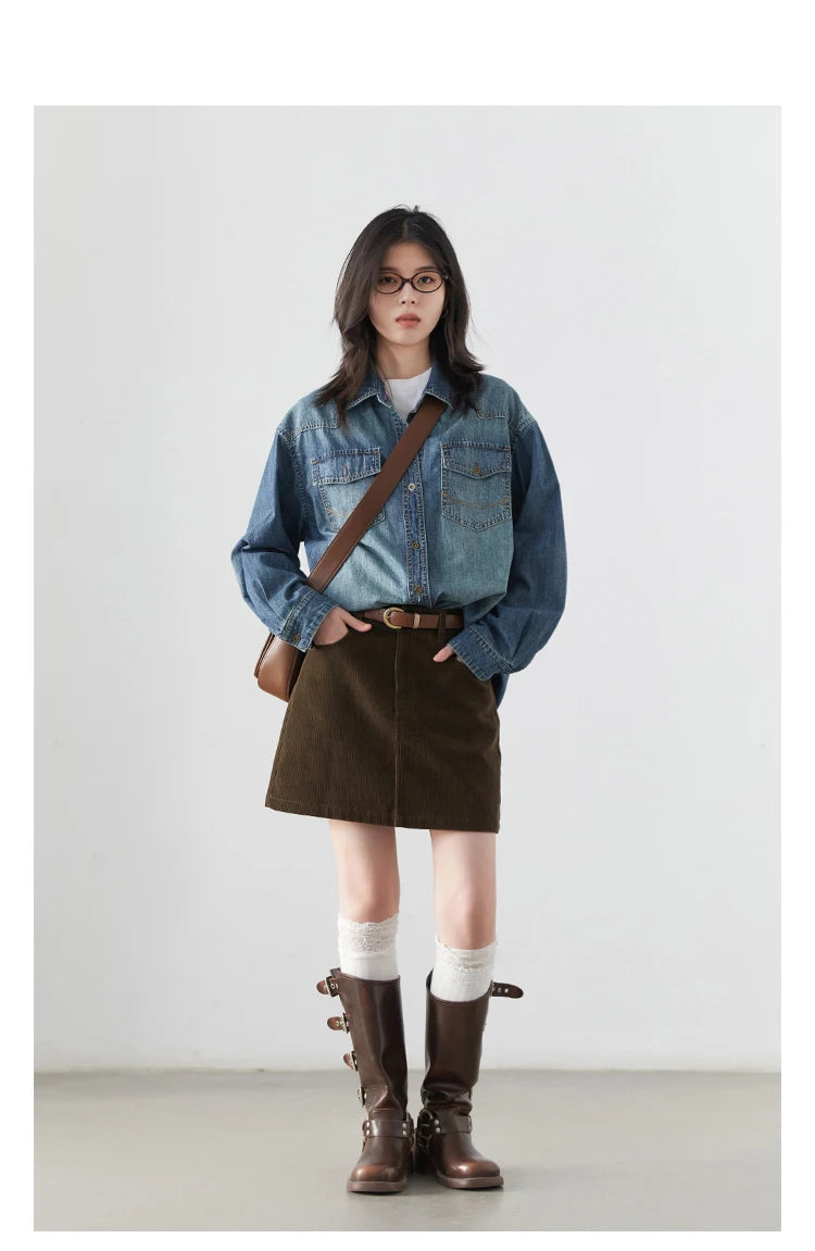 Chic Ven Women's Corduroy A-Line Mini Skirt