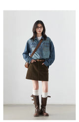 Chic Ven Women's Corduroy A-Line Mini Skirt