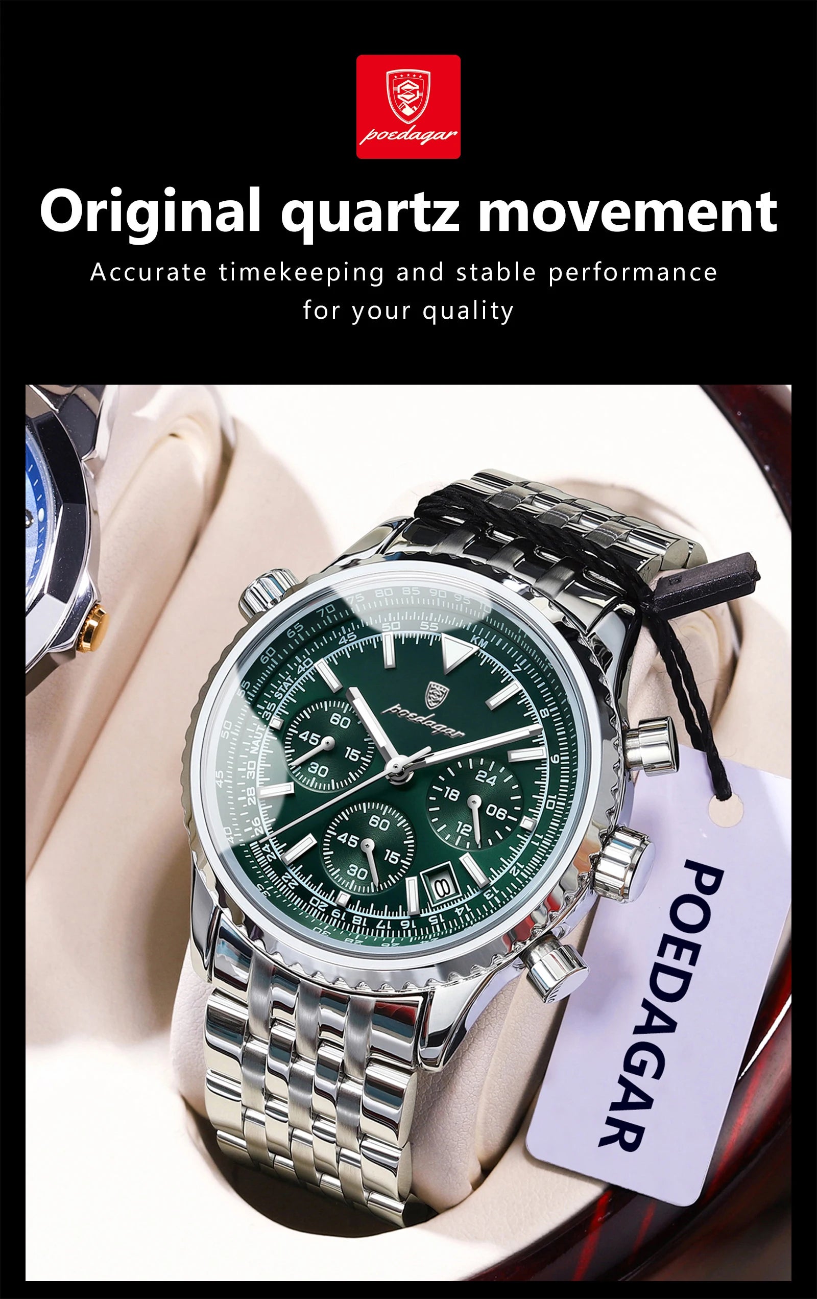 POEDAGAR Men's Luxury Chronograph Wristwatch