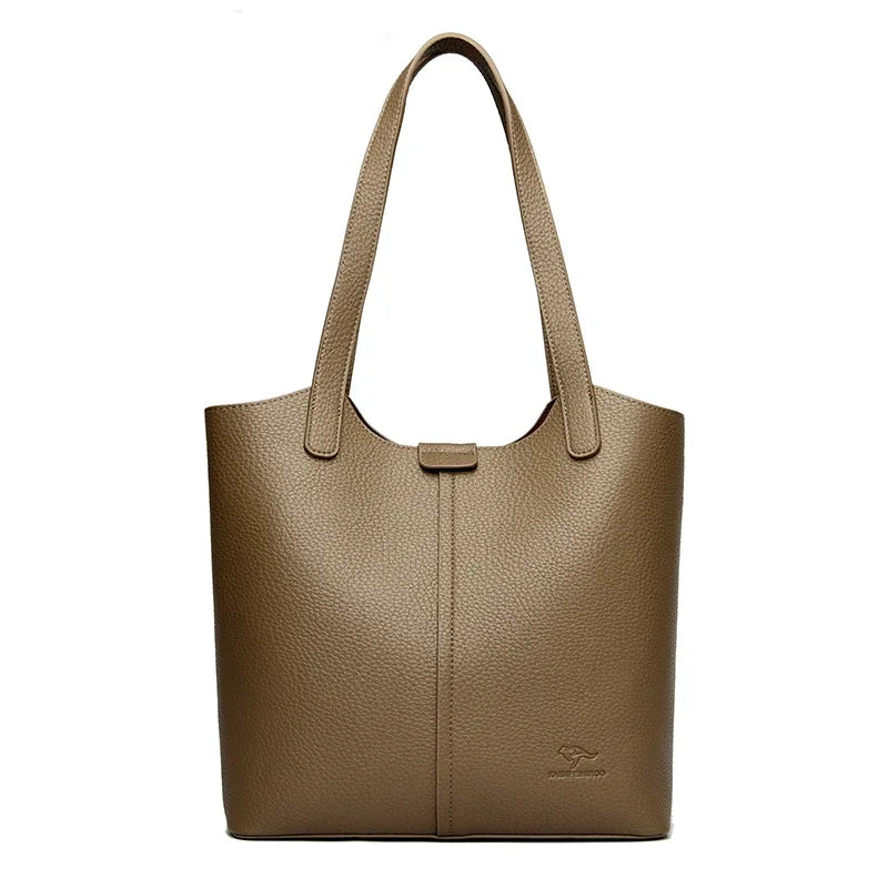 Genuine Brand High End Soft Pu Leather Shoulder Bag For Women Casual Tote Bag Female Purse Simple Design Handbag Commuting Sac