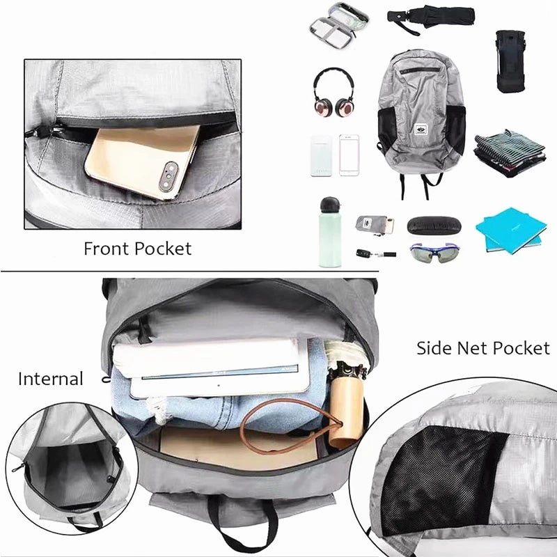 Outdoor Hiking Bag 20L Lightweight Portable Backpack Foldable Waterproof Folding Ultralight Pack for Women Men Travelling Hiking