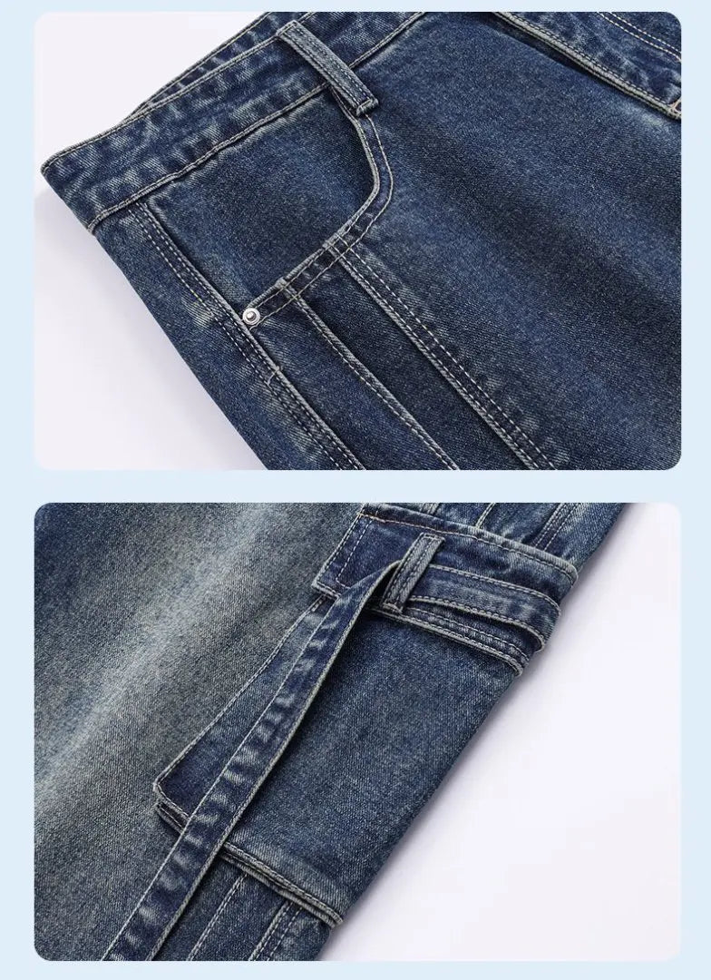 Men's Loose Straight-Leg Multi-Pocket Jeans