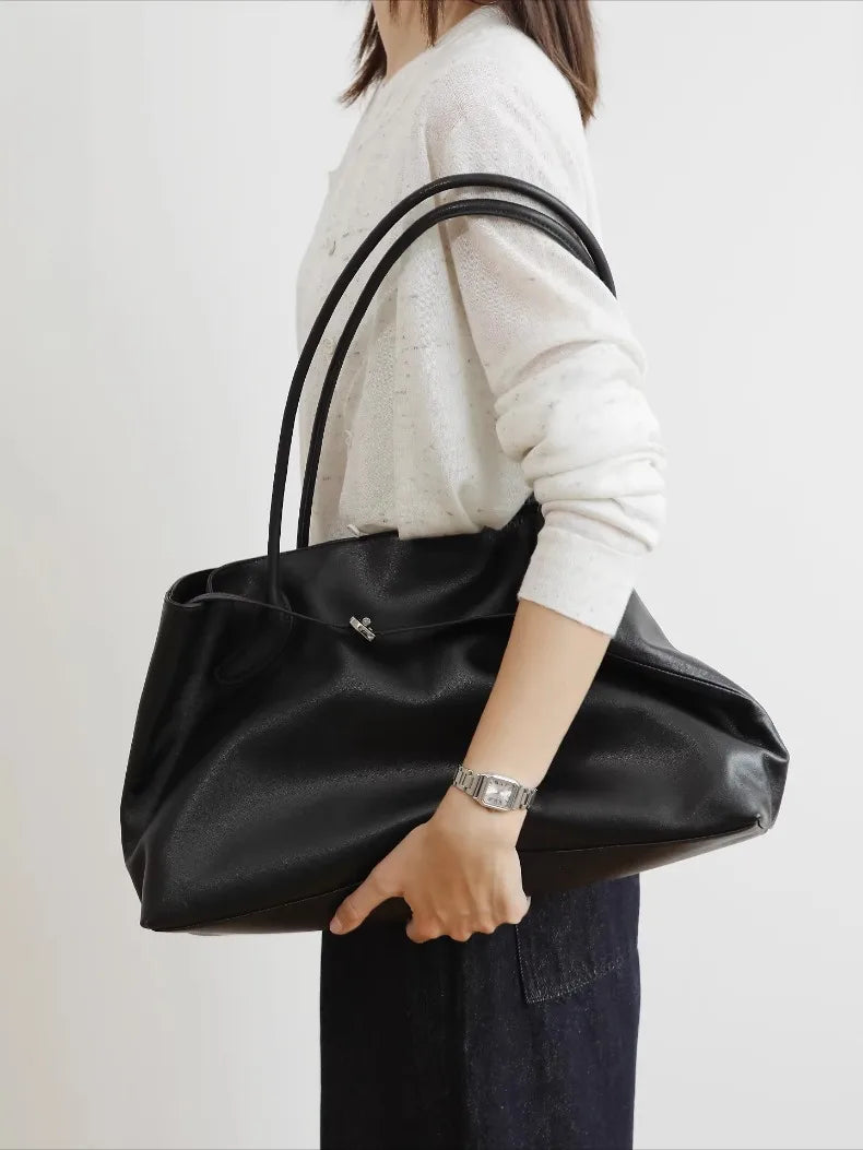 Motingsome Oversized Natural Leather Woman Bags 2025 New Fashion Handbag and Purses Large Capacity Commuter Bag Casual Tote