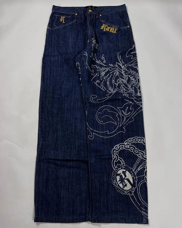 Dragon Print Y2K Baggy Jeans