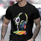 Men’s Hip Hop Melting Headset Graphic Oversized Tee