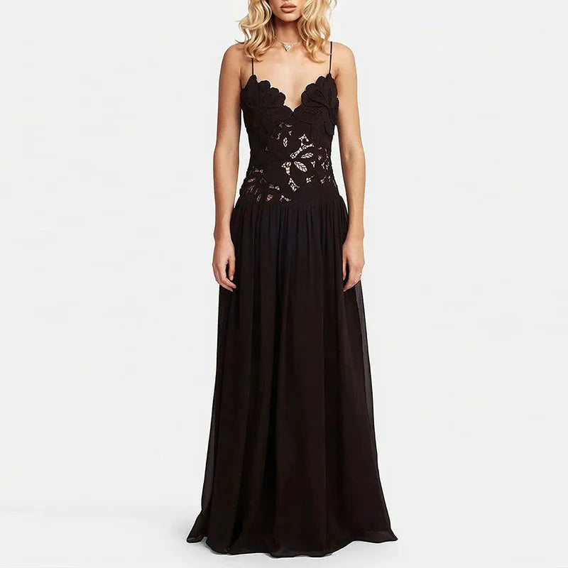 Lace Patchwork Ankle-Length Dress for Women