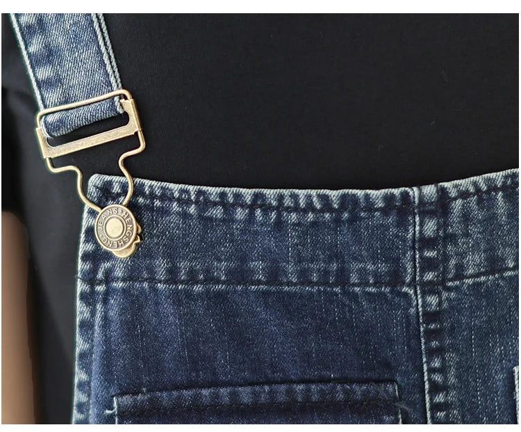 Vintage Patchwork Denim Cargo Overalls