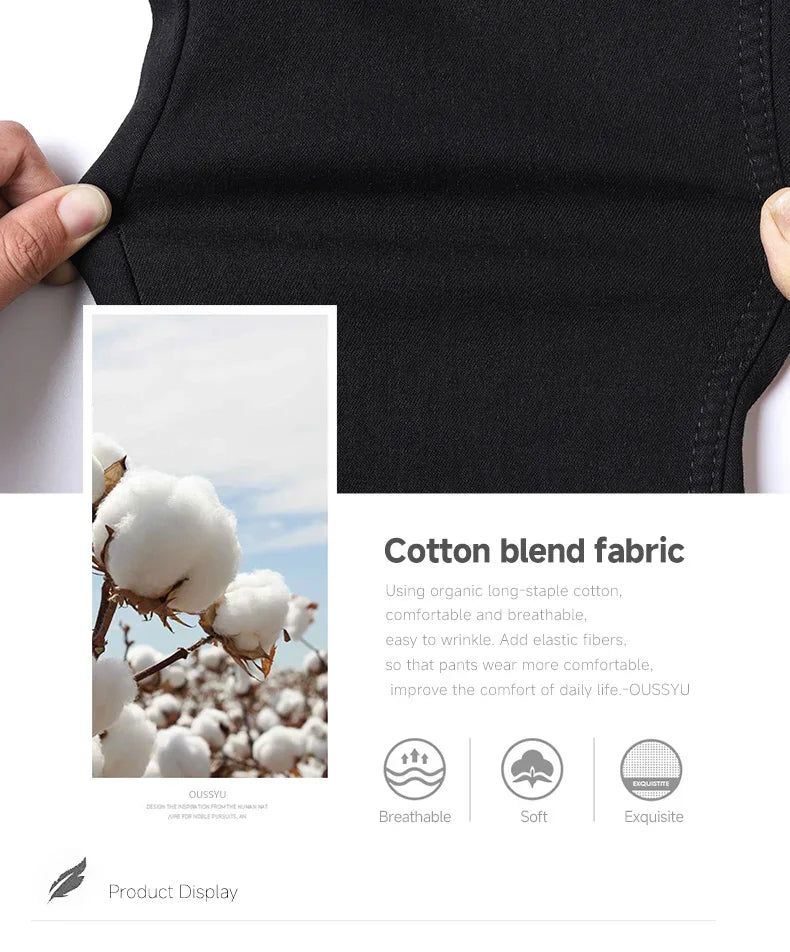 High Quality Autumn Winter Solid Color Black Men's Jeans Classic Stretch Denim Pants Work Business Cotton Trousers Plus Size 40