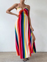 Boho Ethnic Frill Trim Maxi Dress