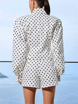 Tossy Fashion Commute 2 Piece-Set Shorts For Women Long Sleeve Patchwork Contrast Shirts Coat And Female Shorts Outfits Summer