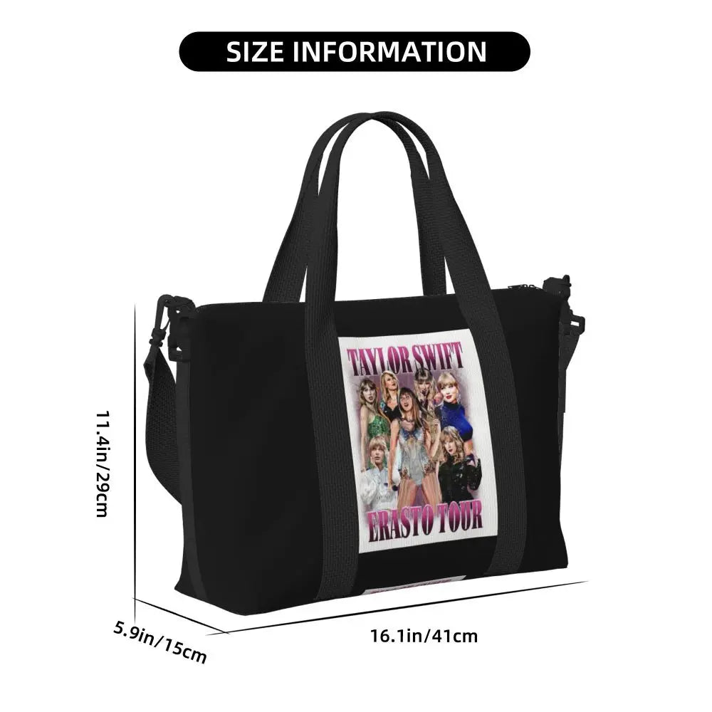 Custom The Eras Tour 1989 Taylor's Swift's American Pop Singer Tote Bag Women Large Capacity Beach Gym Travel Bags