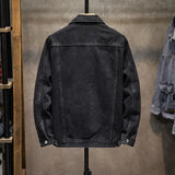 Trendy Workwear Casual Denim Jacket Thickened Fleece Lined Men's Clothing Versatile Jeans Outerwear for Youth