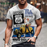 Vintage Route 66 Biker Print Men's Graphic Tee