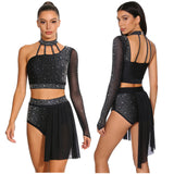 Women's 2-Piece Rhinestone Dance Crop Top & Shorts Set