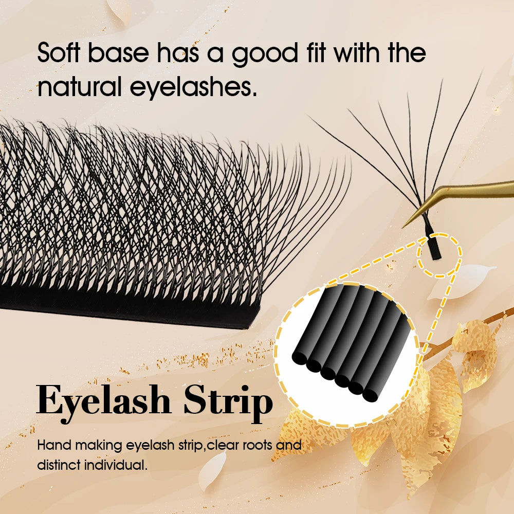 MASSCAKU 10cases/lot Lashes 8D W Shape Volume 12Rows Eyelash Extensions Volume Premade Fans Eyelash Super Soft Full Dense Lashes