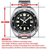 Steeldive SD1970 White Date Background 200M Wateproof AR Coating Sapphire Glass NH35 6105 Turtle Automatic Dive Diver Watch
