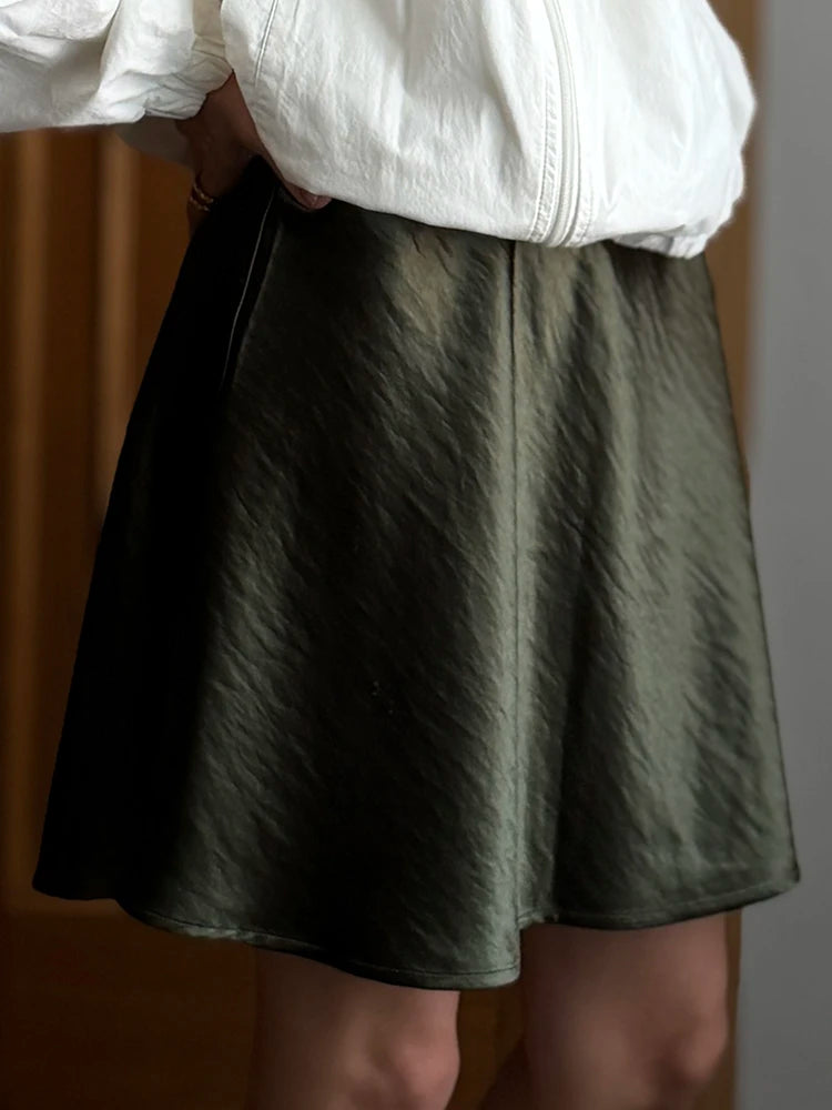 Women's Satin A-Line Mini Skirt | High Waist Office Style