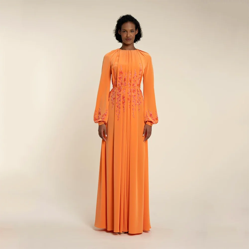 Customized O-Neck Long Evening Dresses Elegant Formal Occasion Prom Gowns A-line Bead Crystal 2026 Floor Length Prom Dresses