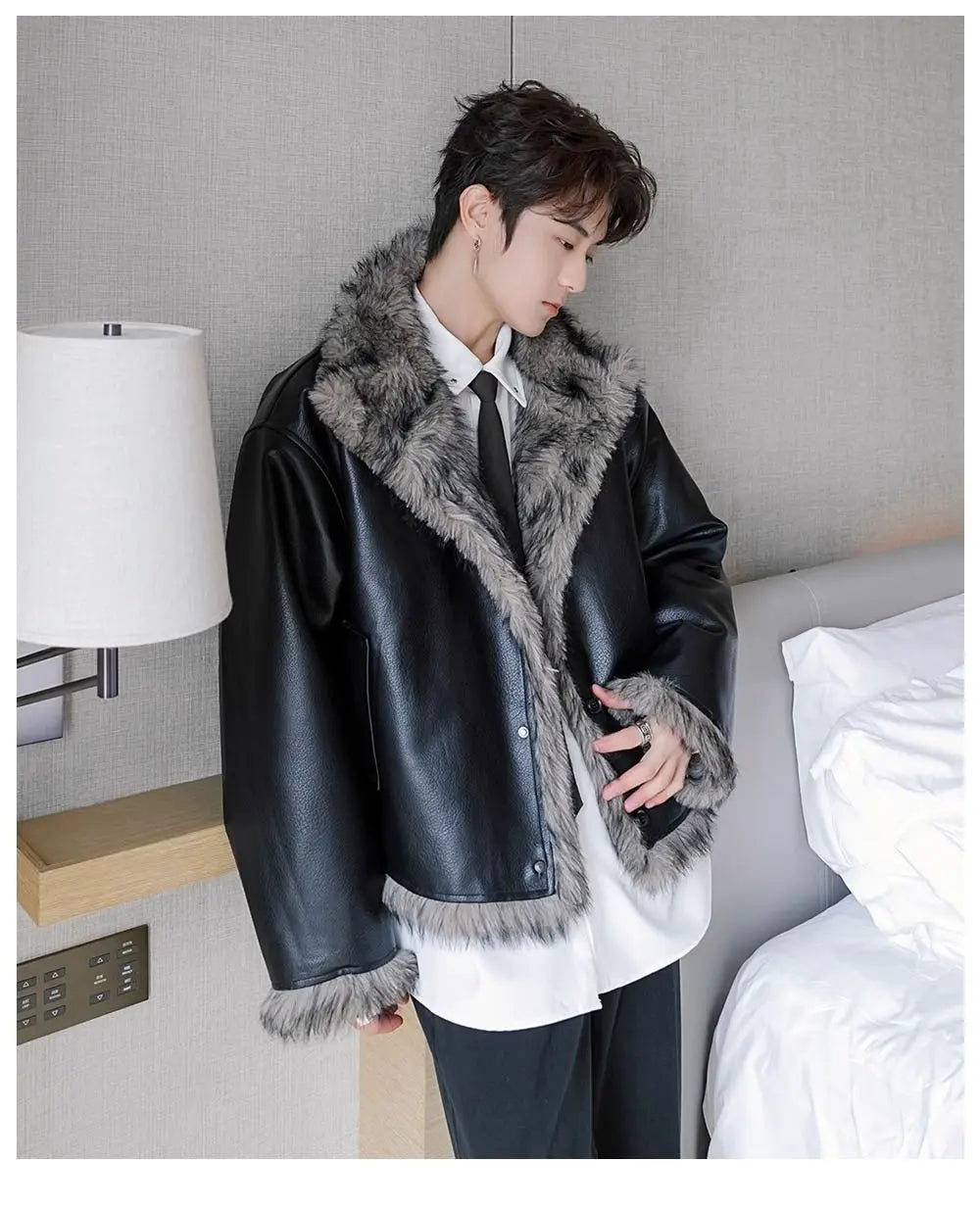 Men's Hooded Faux Fur Winter Jacket