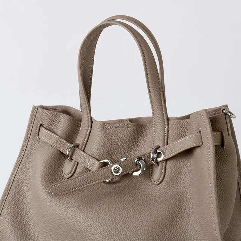 Luxury Brand Silver Buckle Women Bags Genuine Leather Handbags Women Shoulder Bags Cowhide Autumn Winter New Square Women Totes