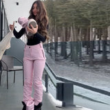 Windproof Faux Fur Ski Jumpsuit