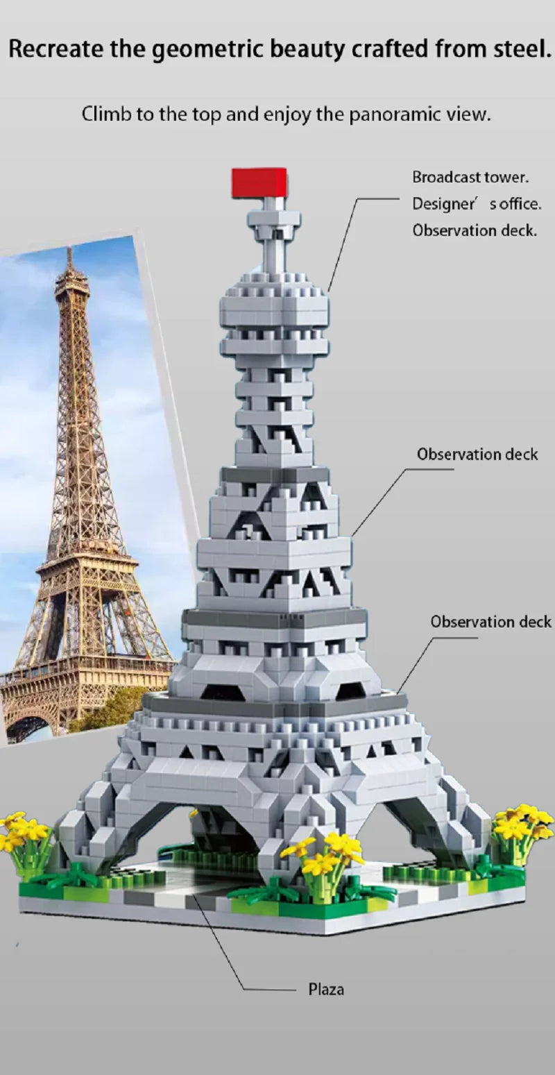 Building Blocks Model City Building Tower DIY Assembly Puzzle Creative Micro Brick Decoration Ornaments Children Toys Adult Gift