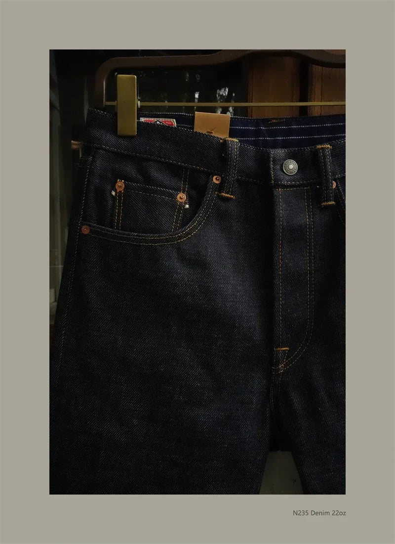 BOB DONG 22oz Heavyweight Selvage Denim Jeans Rigid Straight Fit Pants Lot N235