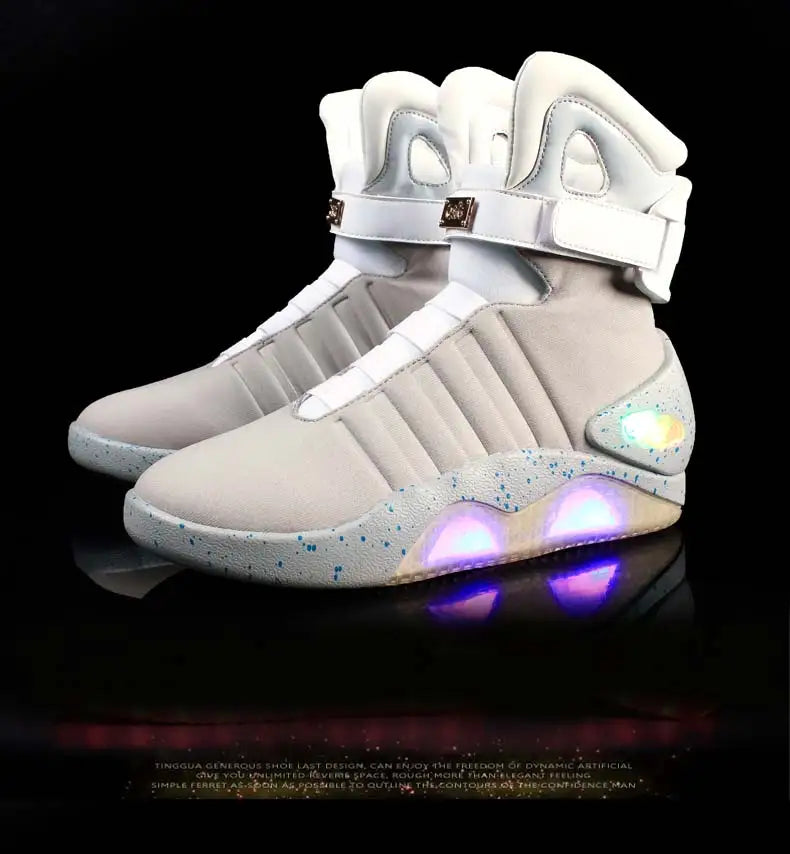 Remote Control LED Mag Shoes Fashion Light Up Sneakers  for Men Air Shoes USB Recharging Shoes Back To The Future Boots 1989