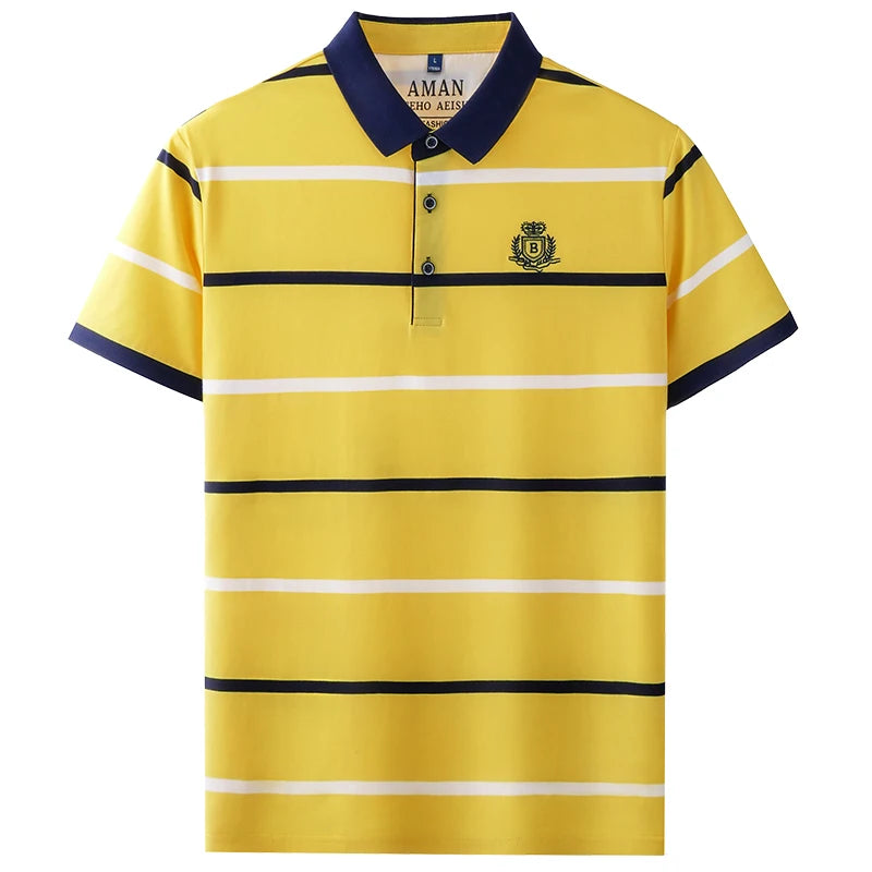 Men's Striped Polo | Letter Embroidery Summer Shirt