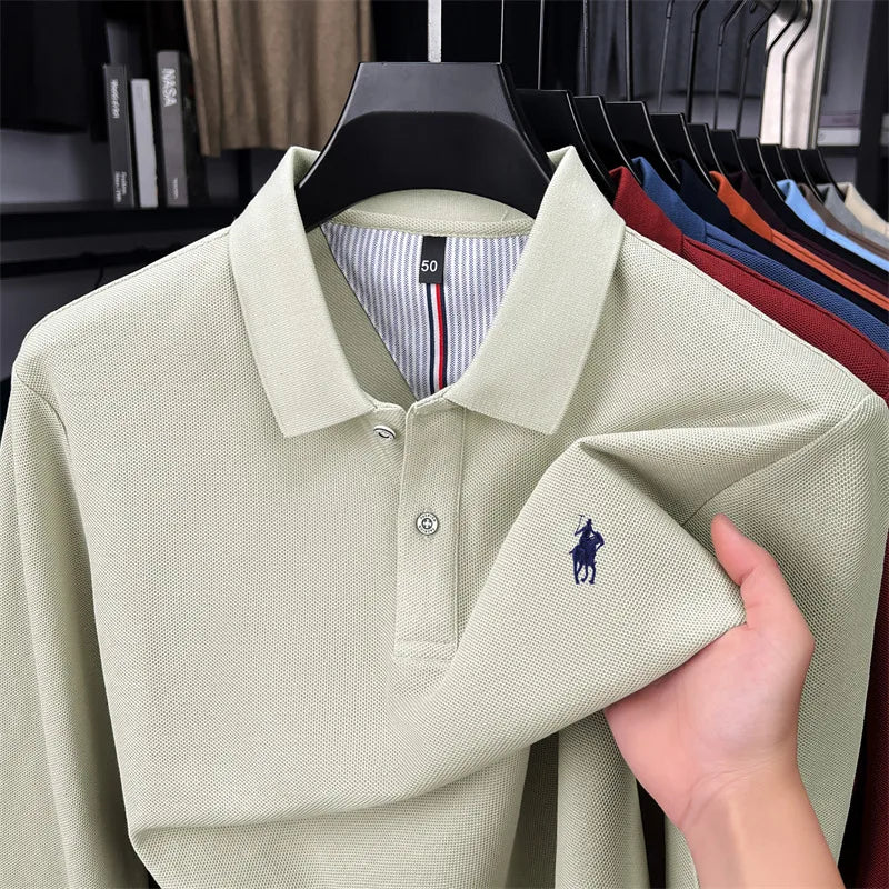 Premium Cotton Embroidered Long Sleeve Polo Shirt