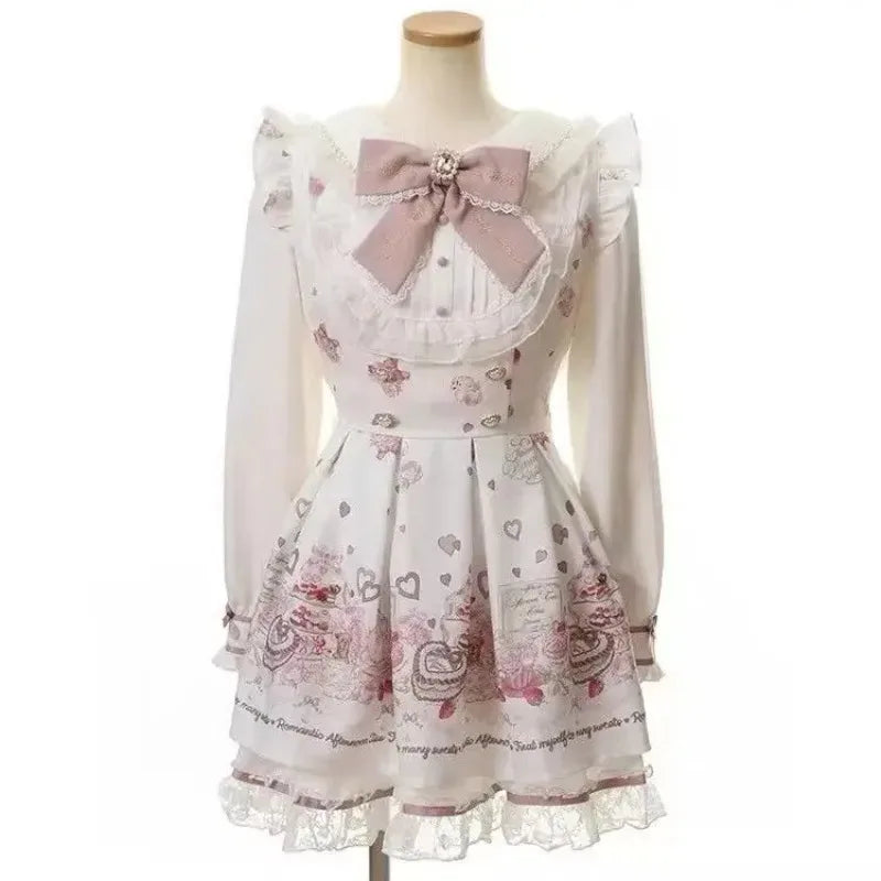 Sweet Lolita Lace Up Ruffles Cardigan+ Sexy Slim Fit Strapless Vest Tops+ High Waist Ruched Skirts Early Autumn Three Piece Sets