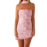 Floral Embroidered Sequin Mini Dress