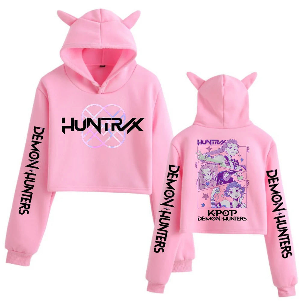 Demon Hunter Cat-Ear Crop Hoodie