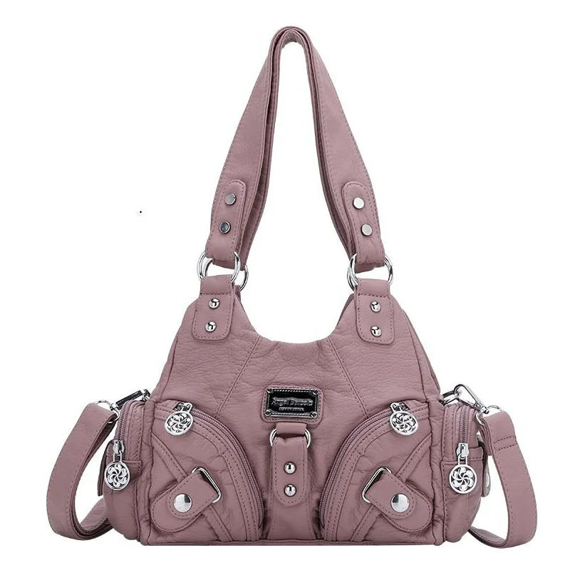 Angelkiss Women Handbags Rose Soft Tote Bag Small Top-handle Purse Fashion Satchel Multi-Pockets Shoulder Bag Hobos Phone Pack