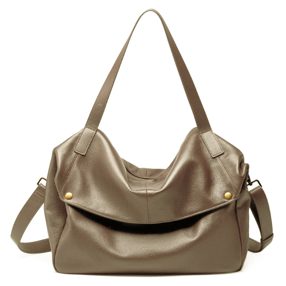 Zency Large Capacity Shoulder Bag Purse Genuine Leather Women's Work Tote Bag Handbag Shopper Bag Pocket For A4 ipad Crossbody
