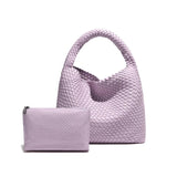 2025 Women Bag Luxury PU Leather Handbag Lady Fashion Handmade Knitting Tote Female Hand-woven Basket Shoulder Bag with Purse