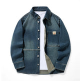 Men's Casual Denim Shirt Jacket Classic Button Up Workwear Style Jean Coat for Spring Fall