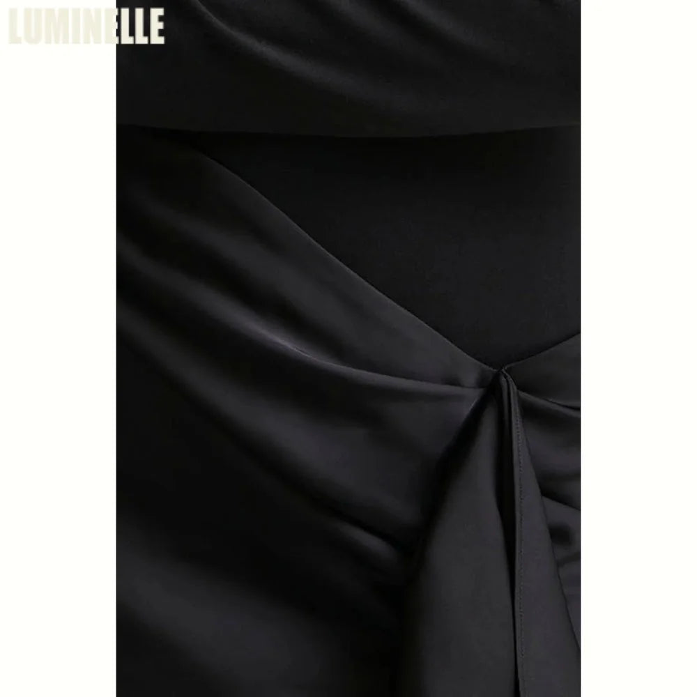 Women's High Neck Beaded Formal Gown | Long Sleeve