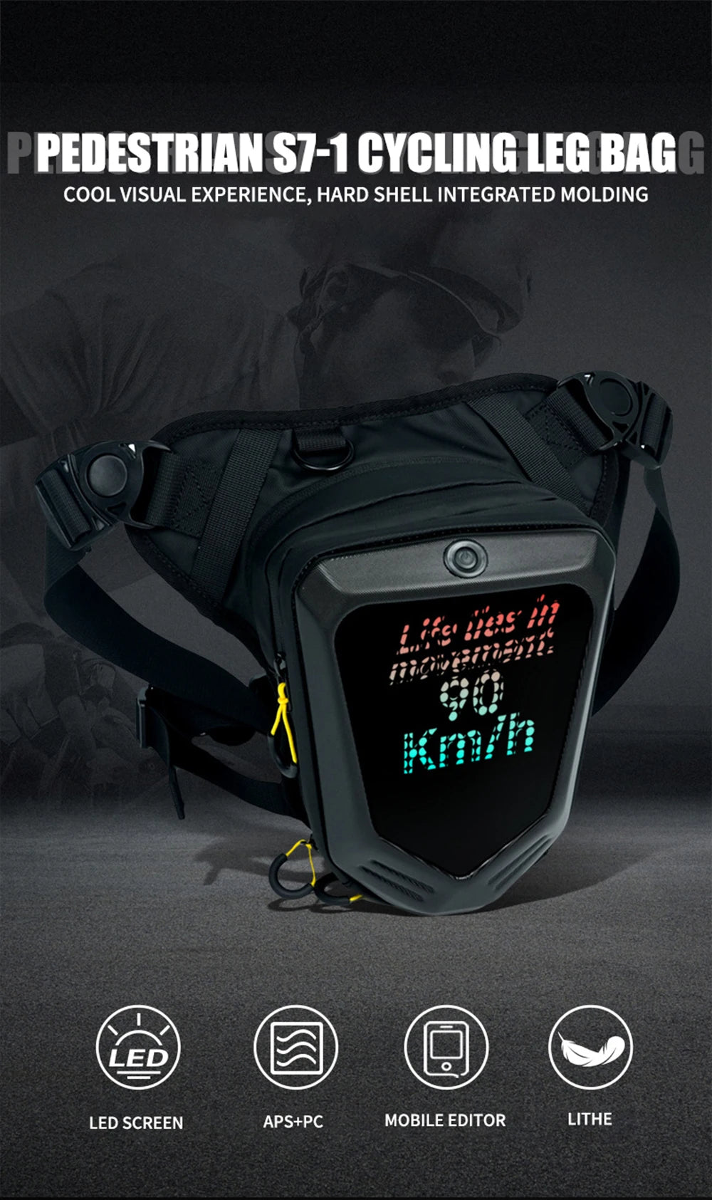 Smart LED Screen Motorcycle Bicycle Leg Bag Waterproof Ride Cycling Drop Leg Side Bag For Men Women DIY Pattern APP Control