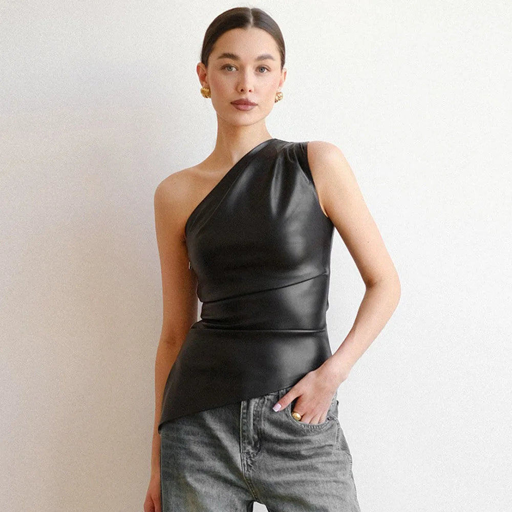 Slim-Fit One-Shoulder Sleek Vest