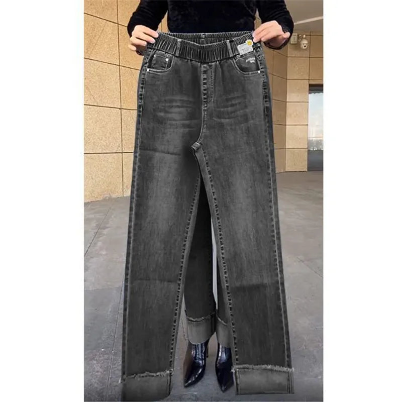 Women's Wide Leg High Waist Stretch Denim Jeans