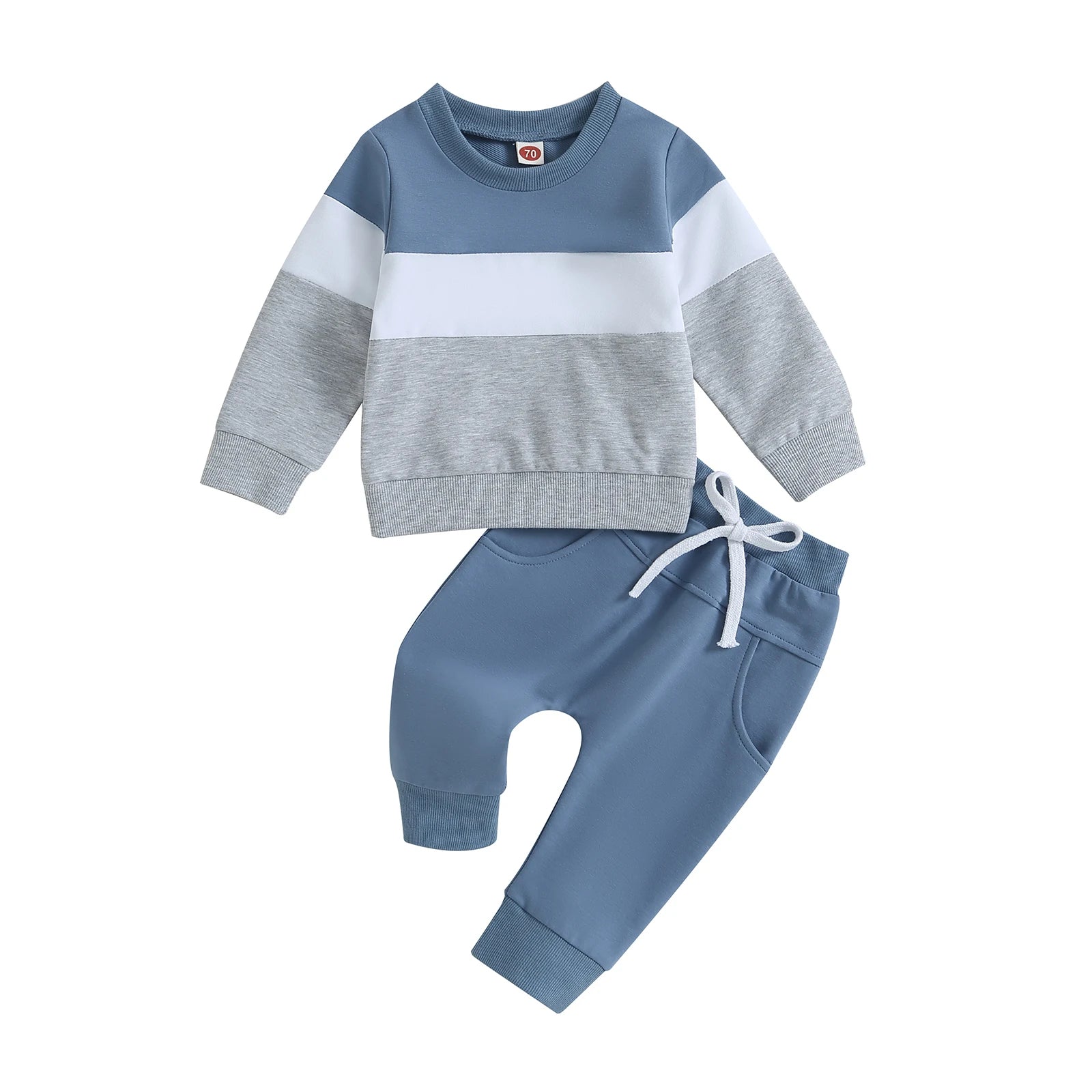 Toddler Boy Color Block Sweatsuit | 2-Piece Cotton Fall/Winter Outfit (0-3T)