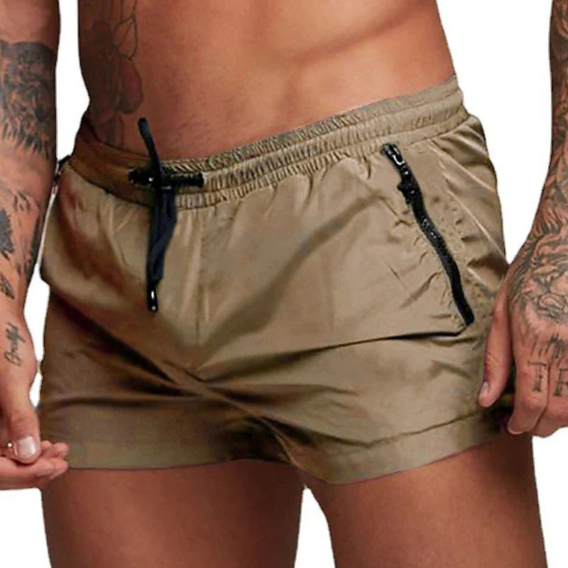Men's Quick-Dry Athletic Gym Shorts with Zipper Pockets