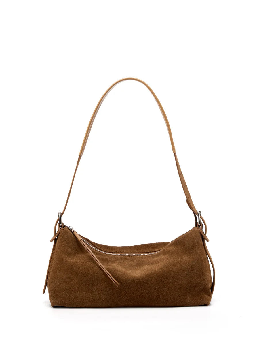 Women's Handbag New Suede Top Grain Leather Crossbody Bag Korean Style Wide Strap Shoulder Handheld Women Light Luxury Versatile