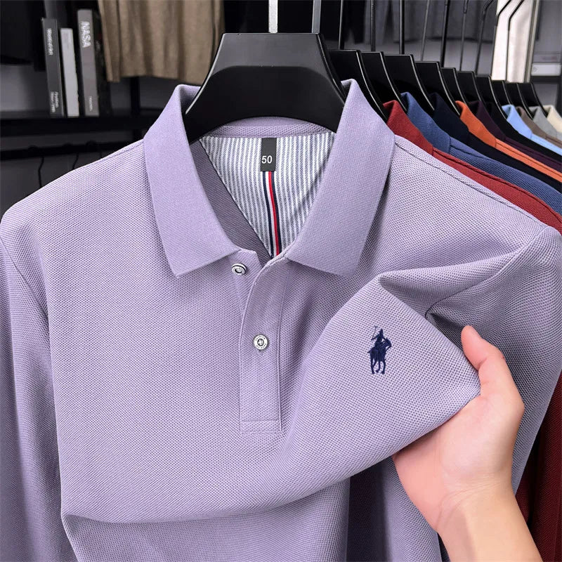 Premium Cotton Embroidered Long Sleeve Polo Shirt