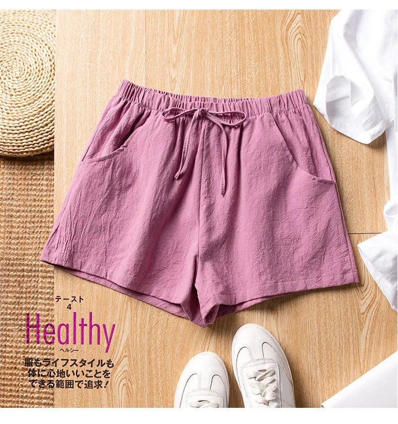 High-Waisted Linen-Style Bow Sash Shorts
