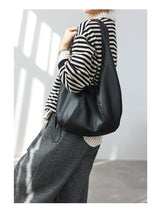 JAZZQ Soft Cowhide Leather Hobo Tote | Hand-Woven Detail