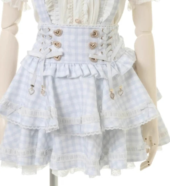 Lolita Plaid Strap Skirt – High Waist Mini for Women